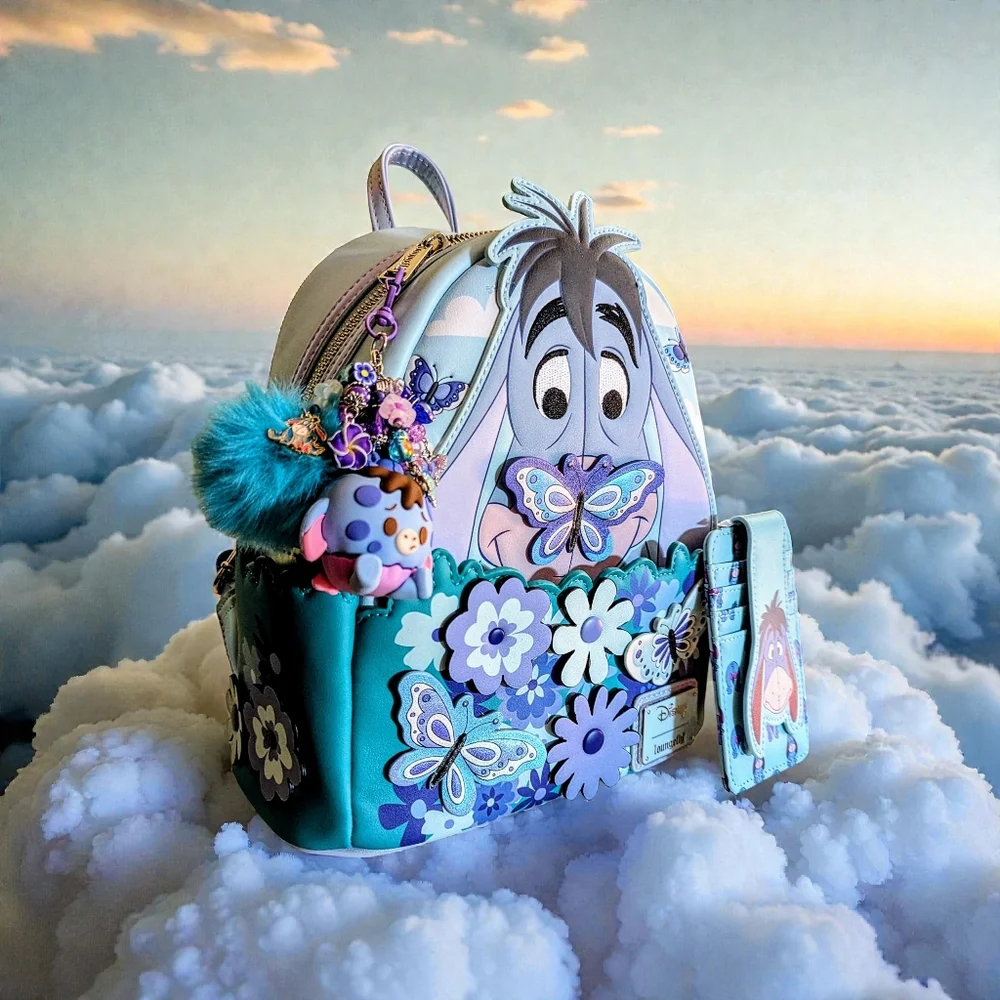 Loungefly Winnie the Pooh Eeyore  Butterflies Mini-Backpack,Charm,Wallet &Mirror - Picture 6 of 17